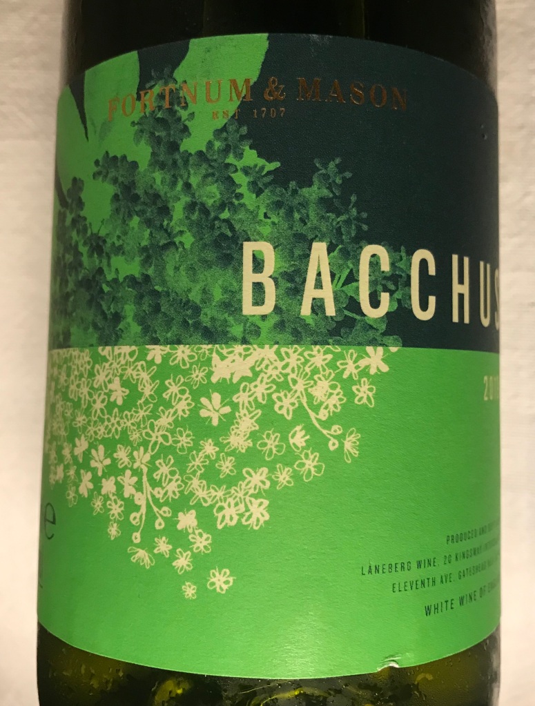 An image of the label from a bottle of Laneberg winery's Bacchus 2019.  This label displays Fortnum and Mason branding.